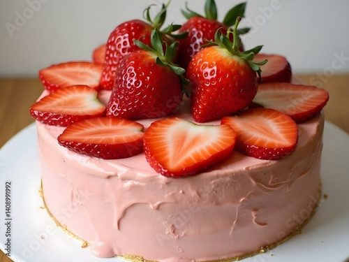 Delicious & Fluffy Strawberry Cake with Fresh Strawberries