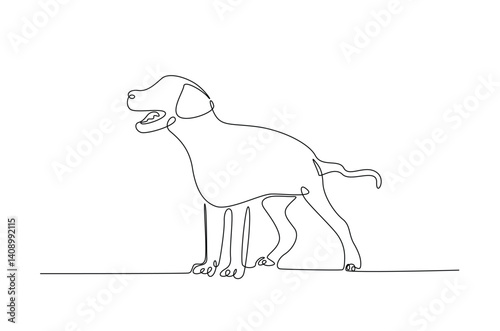 Cute dog in continuous one line drawing. Single line art illustration of cute puppy. Editable vector.