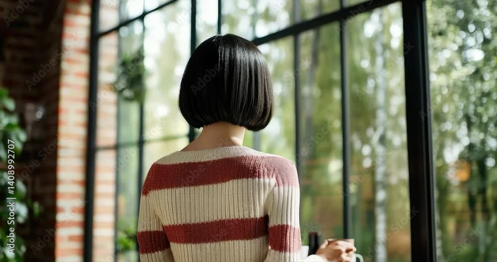 Serene outdoor back view of person