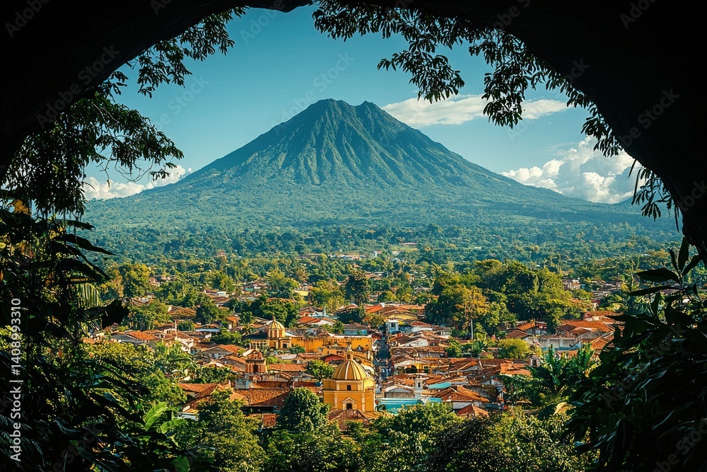 Fototapeta premium Mountain Town View