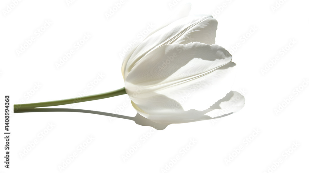 Obraz premium A single white tulip isolated on white background