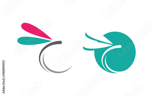 Dragonfly icon logo illustration design Template v.3