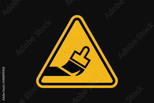 A symbol warning of painting work or newly painted surfaces.