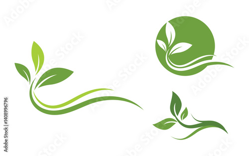 Nature leaf ecology vegan concept Logo illustration v.108