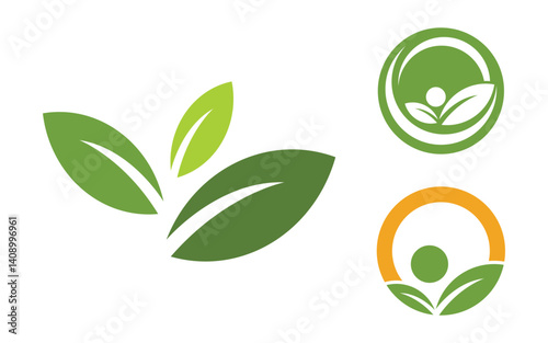 Nature leaf ecology vegan concept Logo illustration v.113
