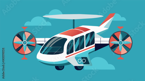 The eVTOLs advanced climate control system adjusts the temperature and air flow to each individuals preference providing a comfortable and personalized experience.. Vector illustration