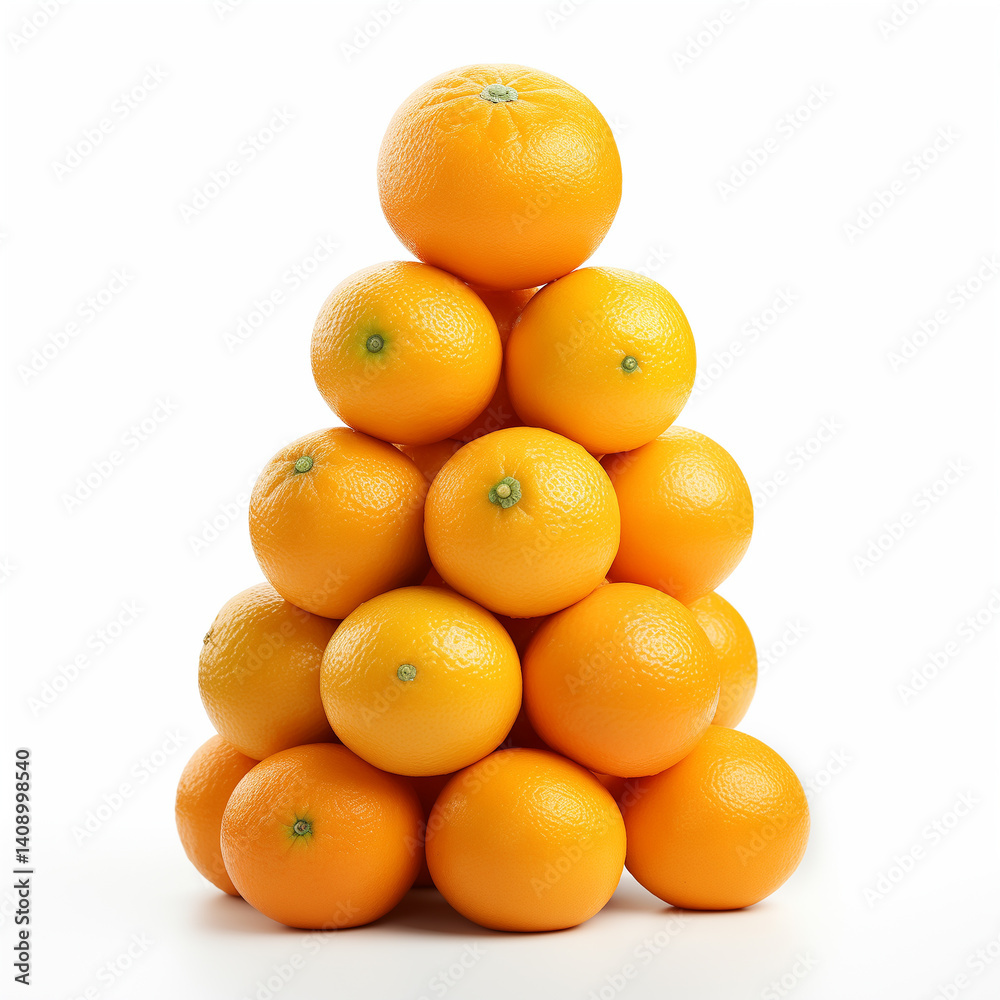 Stacked Orange Fruit Pyramid Pile on White Seamless Background Healthy StillLife Stacked Orange Fruit Pyramid Pile on White Seamless Background Healthy StillLife