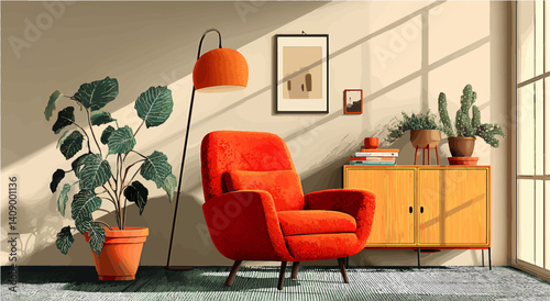 Cozy and Modern Living Room with Warm Lighting