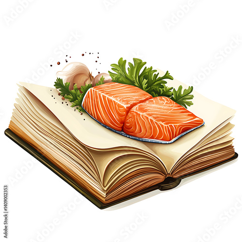 Obraz na płótnie salmon in various forms and production processes, from raw cuts and packaging to cooking, serving, and seafood industry scenes. Generative AI Illustration w salonie