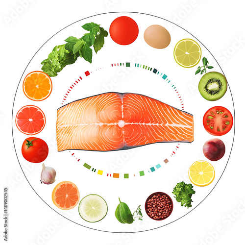 Obraz na płótnie salmon in various forms and production processes, from raw cuts and packaging to cooking, serving, and seafood industry scenes. Generative AI Illustration w salonie