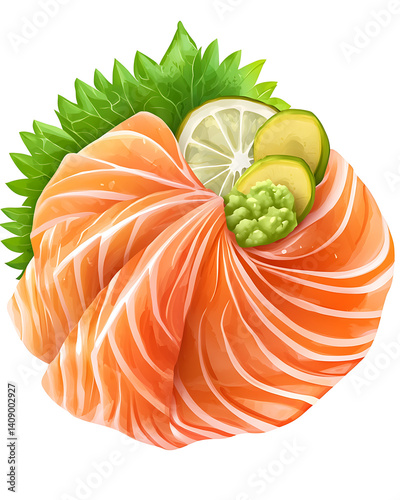 Obraz na płótnie salmon in various forms and production processes, from raw cuts and packaging to cooking, serving, and seafood industry scenes. Generative AI Illustration w salonie