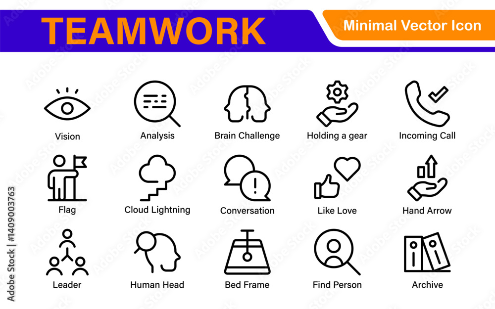 Teamwork linear icons collection. Set of coworking space icons. Business teamwork, team building, work group, and human resources minimal thin line web icon set. Teamwork linear icons collection. Set of coworking space icons. Business teamwork, team building, work group, and human resources minimal thin line web icon set.