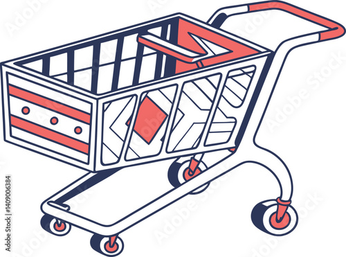 Shopping cart illustration vector design isolated on white background.