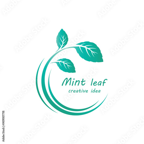 Mint leaf logo vector element template and symbol