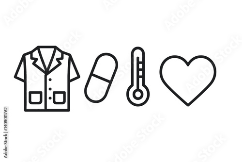 Medical symbols that depict healthcare equipment and tools