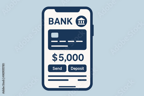 Flat smartphone design highlighting digital finance