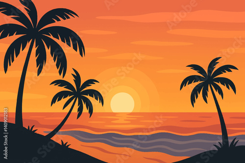 A serene tropical evening setting that embodies the warmth of a coastal atmosphere