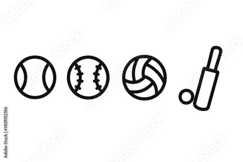 Sports icons showcasing various popular ball games