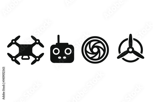 Technology icons for aerial photography gear