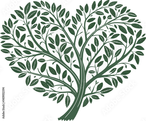Boxwood Topiary in heart shape plant illustration vector design isolated on white background.