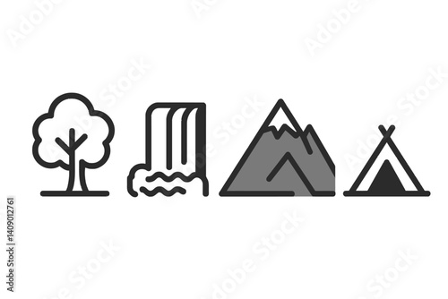 Icons of outdoor adventure that showcase natural landscapes