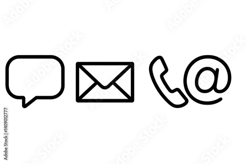 A set of icons representing various communication methods in a flat design style
