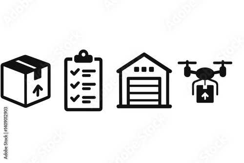 Logistics and delivery icons showcasing modern shipping methods