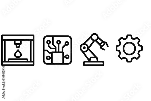 Icons of technology displaying cutting-edge fabrication and components