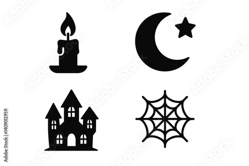 Eerie icons suited for Halloween or horror designs