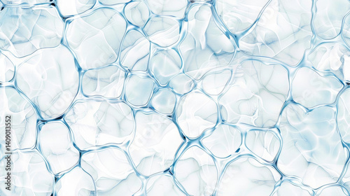 Abstract water bubbles with soft blue tint create calming and serene background