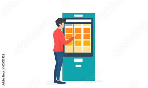 Obraz na płótnie Online shopping, digital selling, ecommerce process, and customer experience through modern illustrated scenes on white background. w salonie