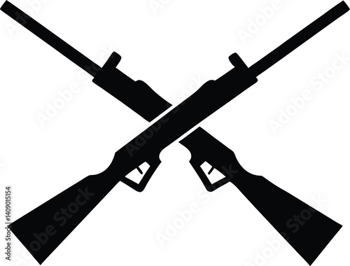 Rifle Silhouette,crossed rifle black silhouette  vector