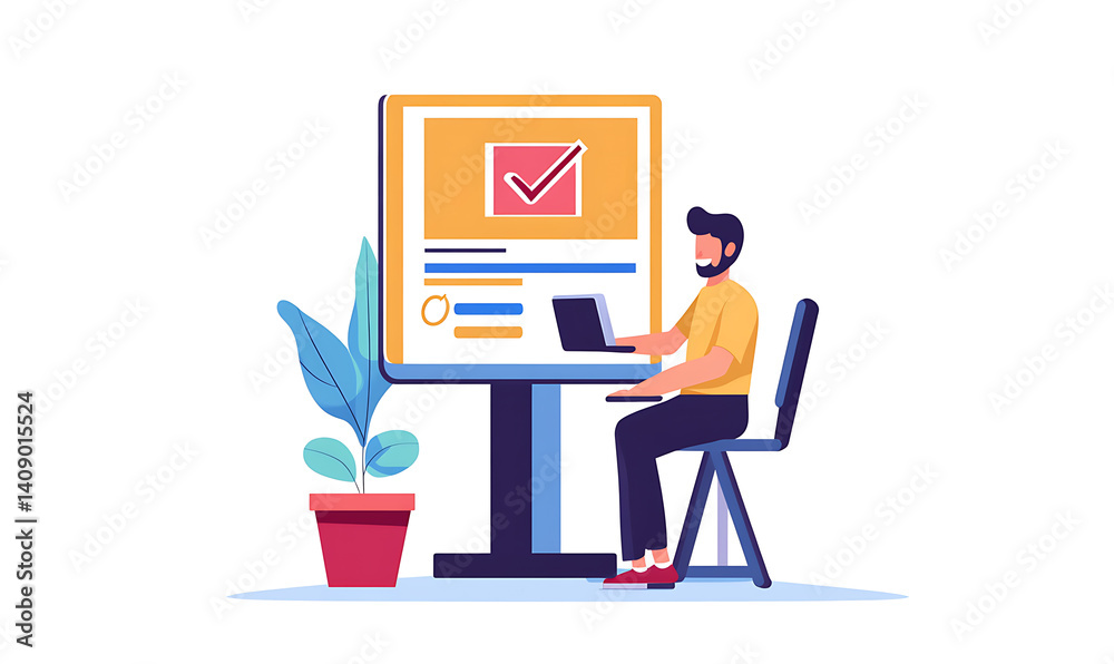 Online shopping, digital selling, ecommerce process, and customer experience through modern illustrated scenes on white background.