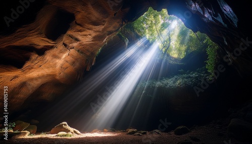 spotlight from cave