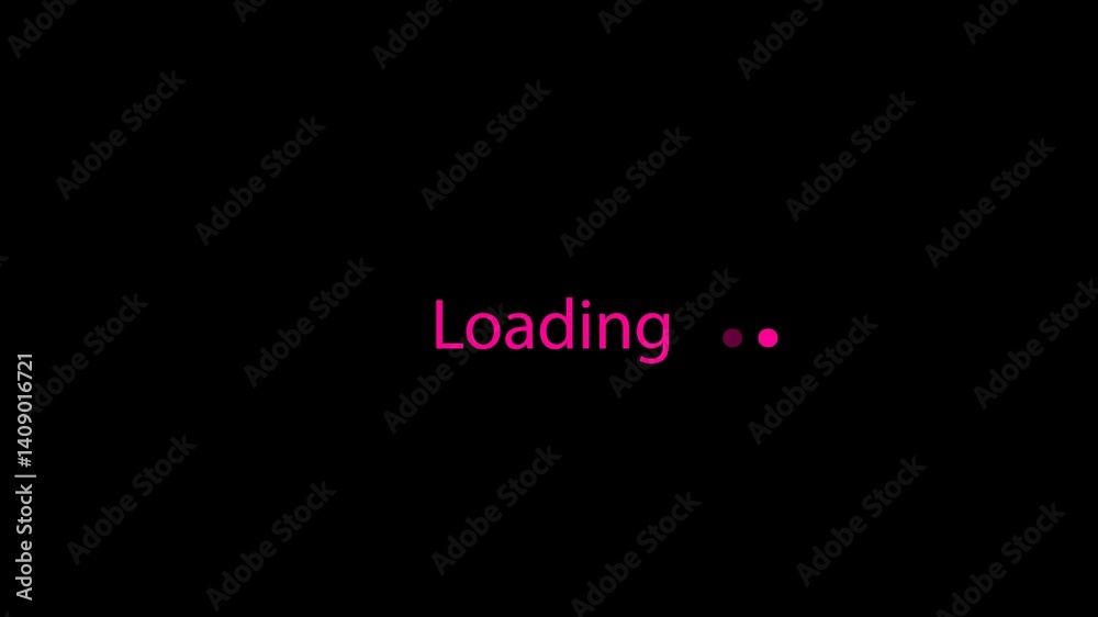 simple pink dot and text loading animation