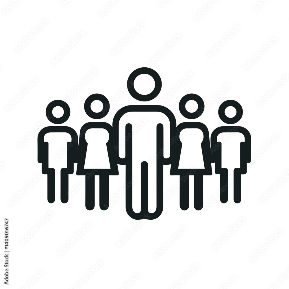 Group of Diverse People Standing Together in Minimalist Style Group of Diverse People Standing Together in Minimalist Style