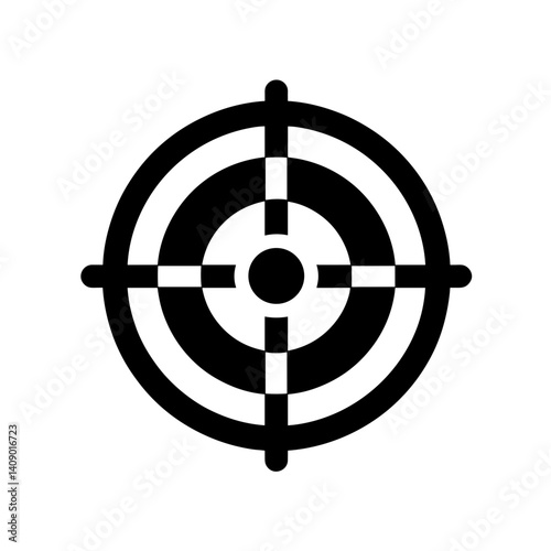 Target symbol in black and white design for precision focus  
