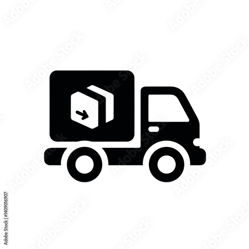 Delivery truck with package icon on a plain background  