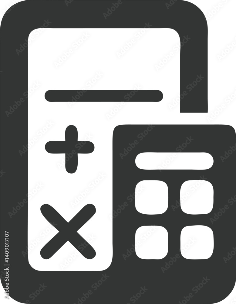 Obraz premium Modern Calculator Icon with Plus, Minus, Multiplication Symbols on Transparent Background