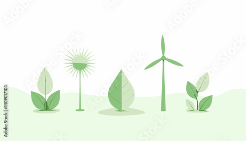 Green leaves and plants illustrating renewable energy concepts  