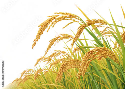 ripe paddy isolated on white background, PNG