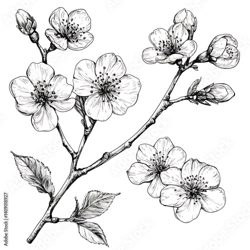 Obraz na płótnie illustrations of various trees, leaves, grasses, and botanical elements on white background. w salonie