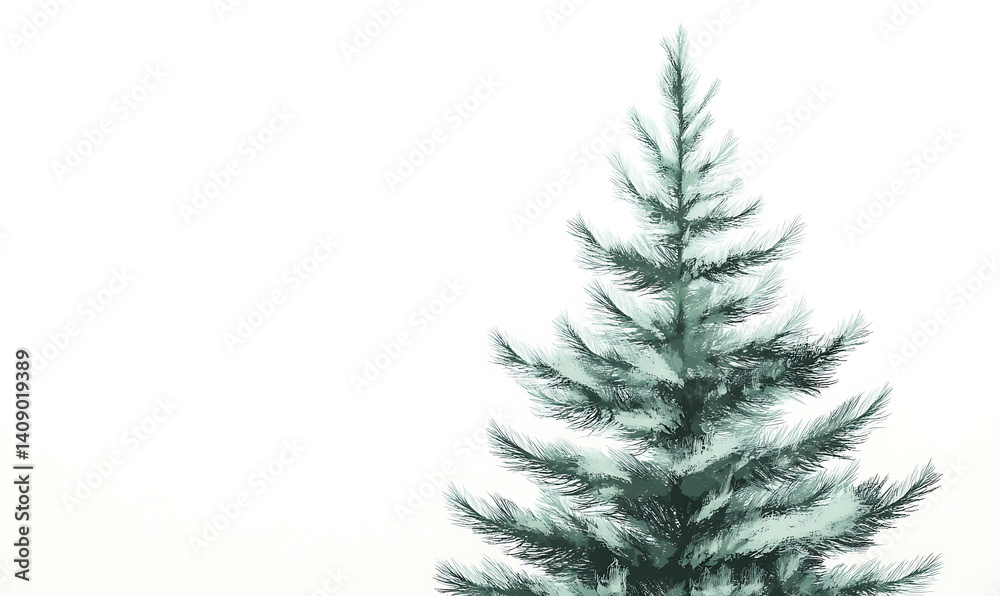 illustrations of various trees, leaves, grasses, and botanical elements on white background.