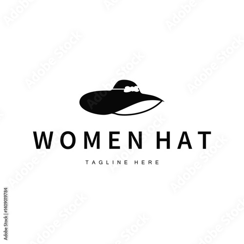 simple women hat logo black silhouette concept minimalist fashion symbol beauty woman illustration template