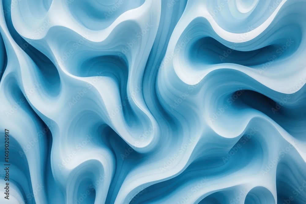 Fototapeta premium A captivating abstract image featuring flowing blue waves with smooth textures. This artwork embodies tranquility and elegance, perfect for modern design.