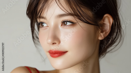 美しい かわいい 女性モデルのビューティーポートレート photo