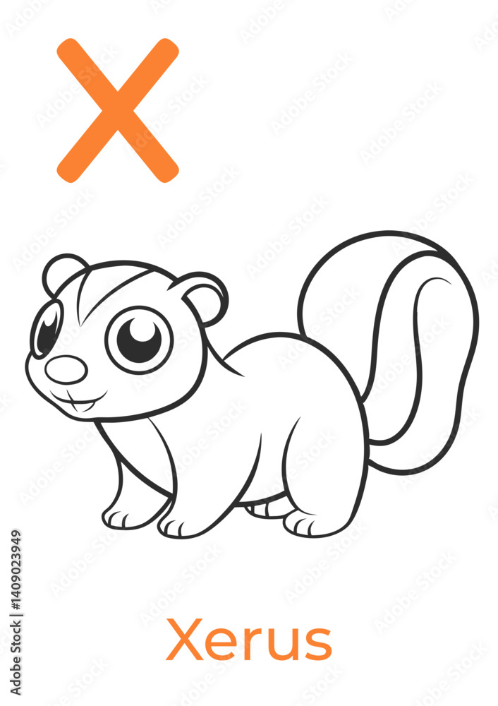 Obraz premium Cartoon Xerus Character Coloring Page 
