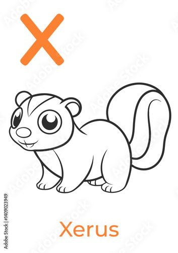 Cartoon Xerus Character Coloring Page  