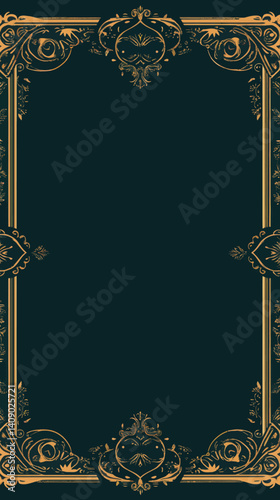 Elegant Vintage Gold Decorative Frame on Dark Background Vector Design
