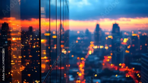 Cityscape at Sunset: A Stunning Reflection of Urban Lights